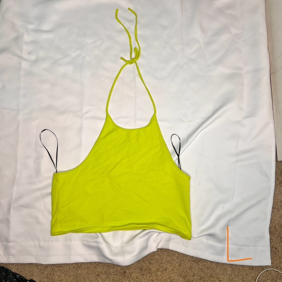 H&M Tops - Neon Yellow Halter Crop Top